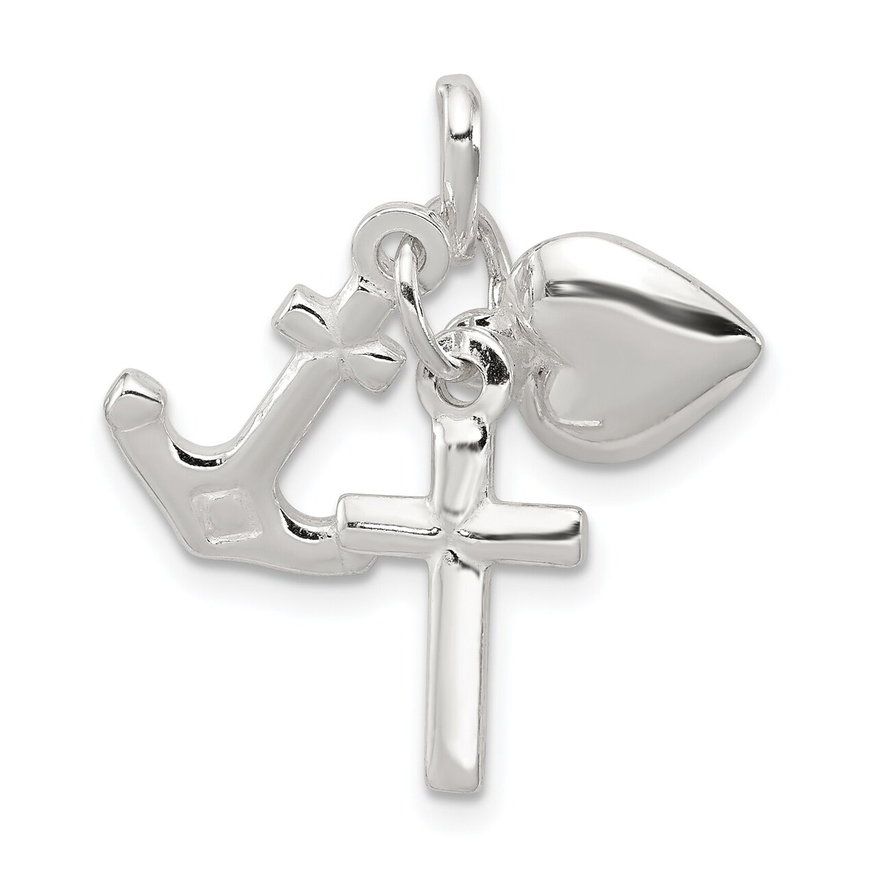 Sterling Silver Faith Hope & Charity Charm Jewerly 25mm x 20mm